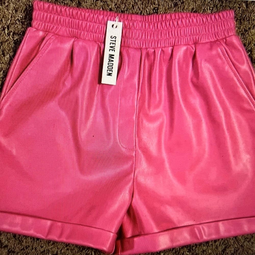 Steve Madden Pink Athletic Shorts with Elastic Waistband